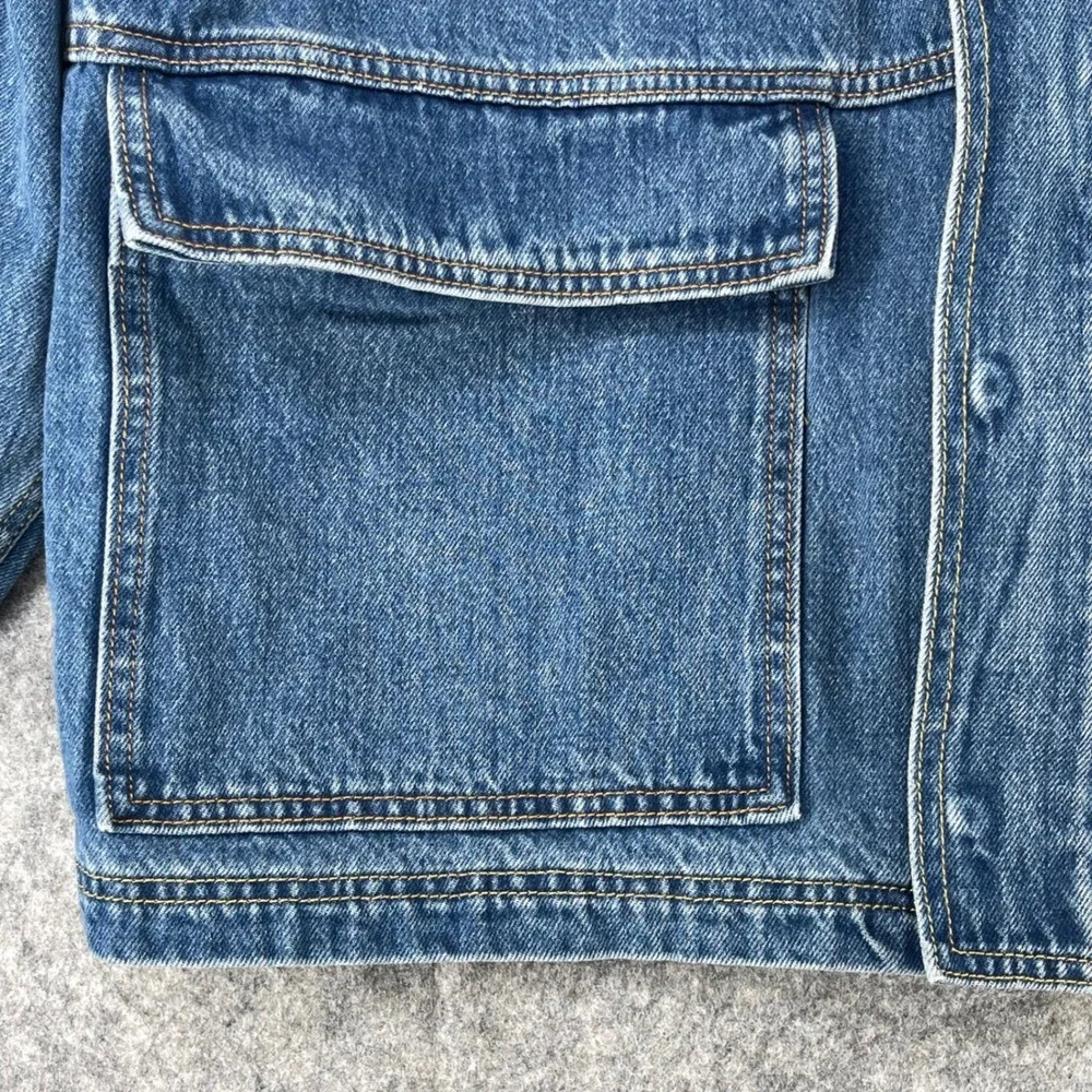 Levis East Port Chore Jacket Men L Blue Denim Corduroy Collar Relaxed 002WW0000
